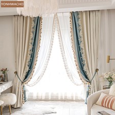 Custom villa precision fabrics beige cloth blackout curtain tulle panel C723