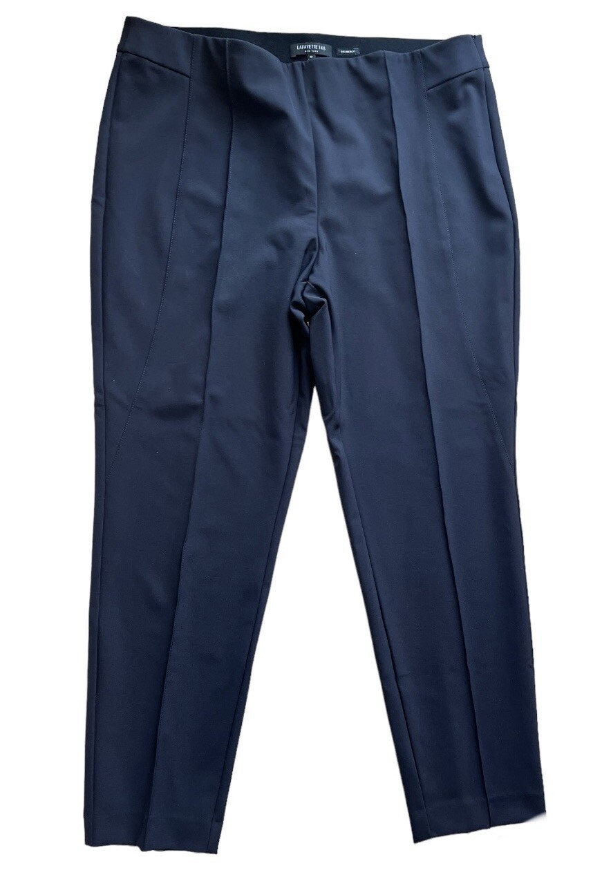 Lafayette 148 Pants Womens Gramercy Work Career Dress Tapered Navy Blue