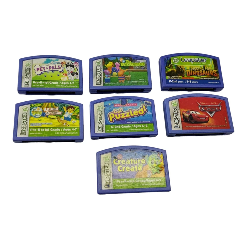 Lot of 7 LeapFrog Leapster Learning Games Mixed Dinosaurs Cars Pet Pals - Image 3 of 4