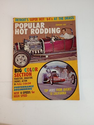 Vtg POPULAR HOT RODDING 1964 FEB -Detroit's Super Hot 64s At The Drags.