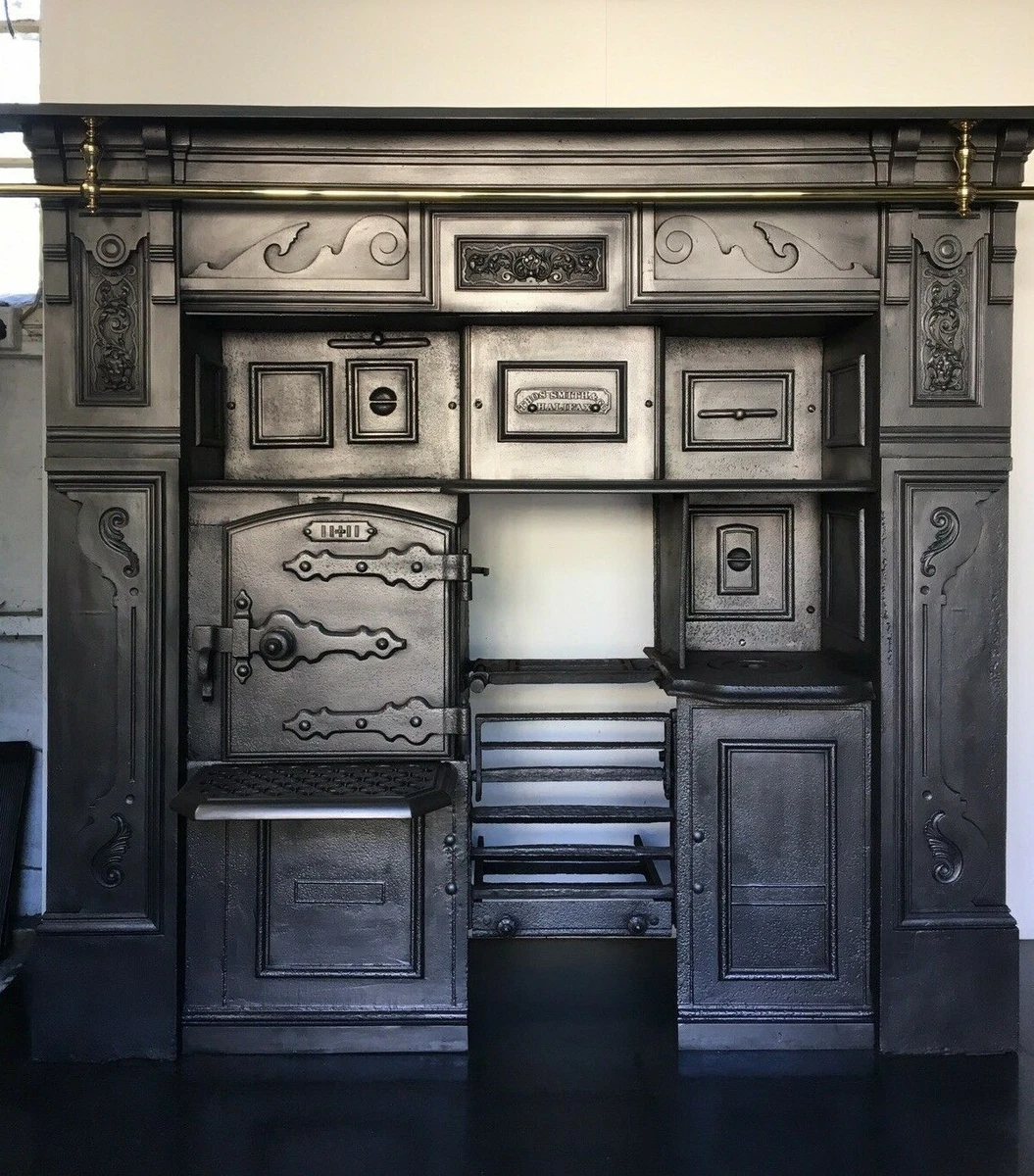 Restored Antique Cast Iron Victorian Kitchen Cooking Range Fireplace Hob  (LG028) | eBay