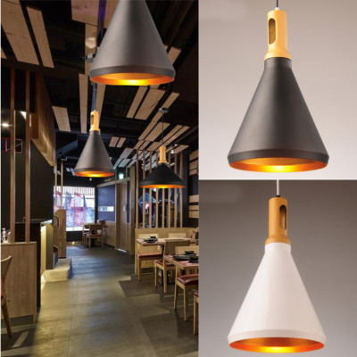 Modern Wooden Pendant Light Lamp Funnel Ceiling Fixtures Home Bar Coffee Modern Wooden Pendant Light Lamp Funnel, Modern Bar Light Fixtures