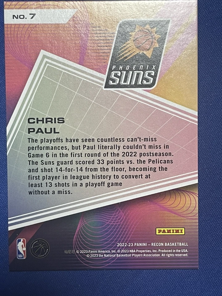 2022-2023 panini recon basketball Chris Paul Top Of The Charts 4/10 - Image 2 of 3