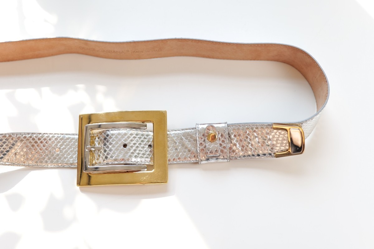 Dolce & Gabbana Vintage Silver Python Leather Belt (Size 34  display picture 3