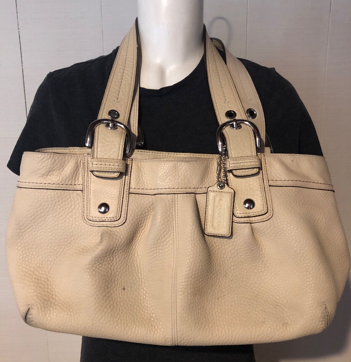 Coach Soho Pleated Shoulder Handbag Cream F13732 Gem