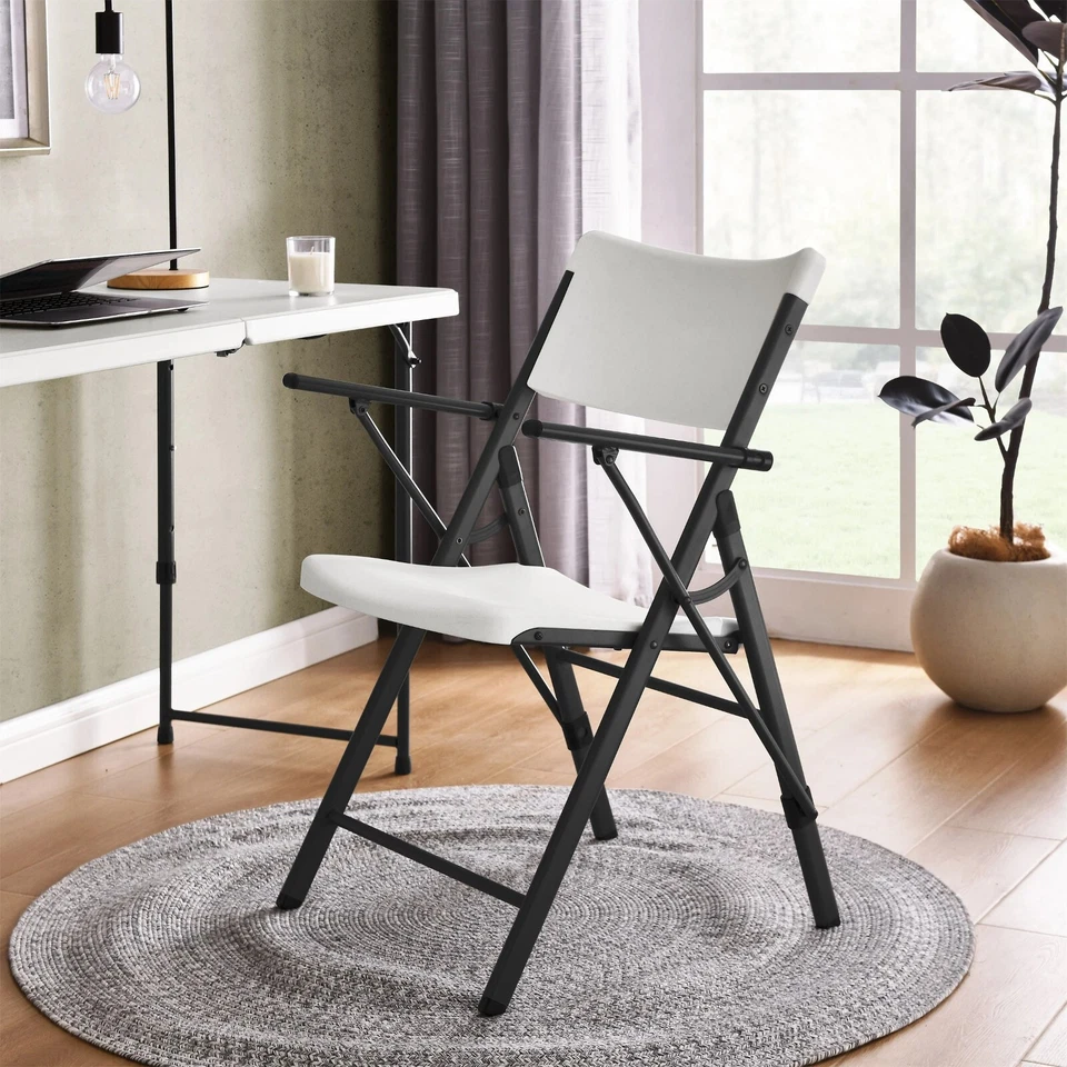 Cadeira dobrável de plástico comercial Mainstays com braços, interna externa, pacote com 2 - Imagem 3 de 4