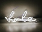 Hola Acrylic 14" Neon Light Sign Lamp Bedroom Wall Decor Windows Display