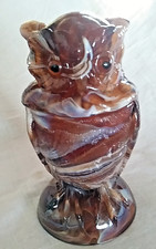 Vintage Imperial Glass Company Owl Covered Jar Caramel Slag-Tags are Still On