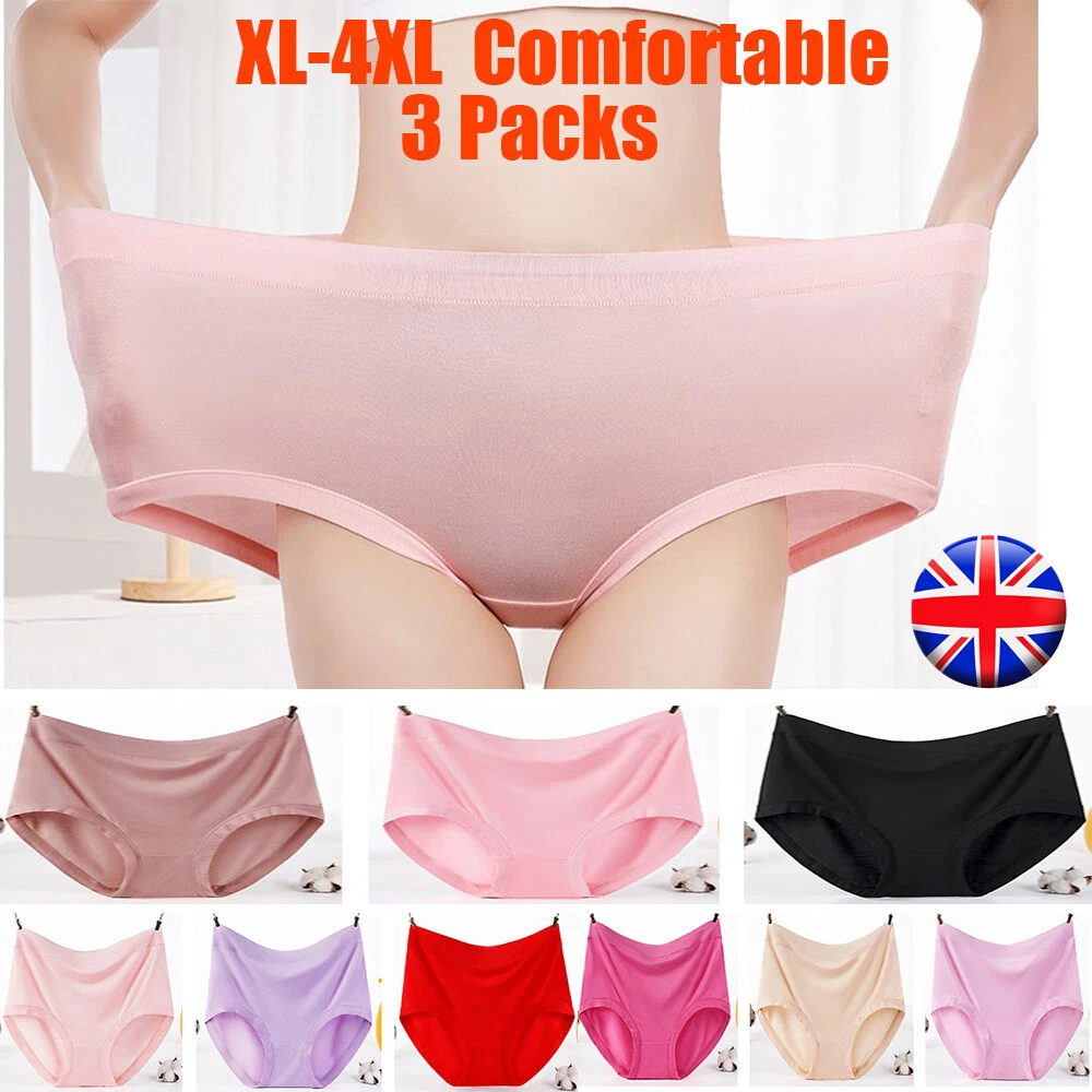 3 Pack Big Size Women Ladies High Waisted Underwear Full Briefs