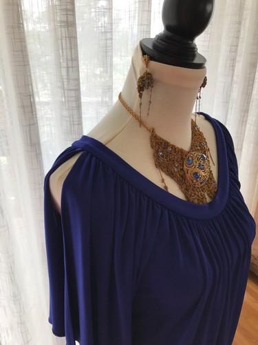 RACHEL ZOE Women's Draped Cobalt Blue Split Sleeve Cocktail Party Dress Size 6 - Picture 8 of 12