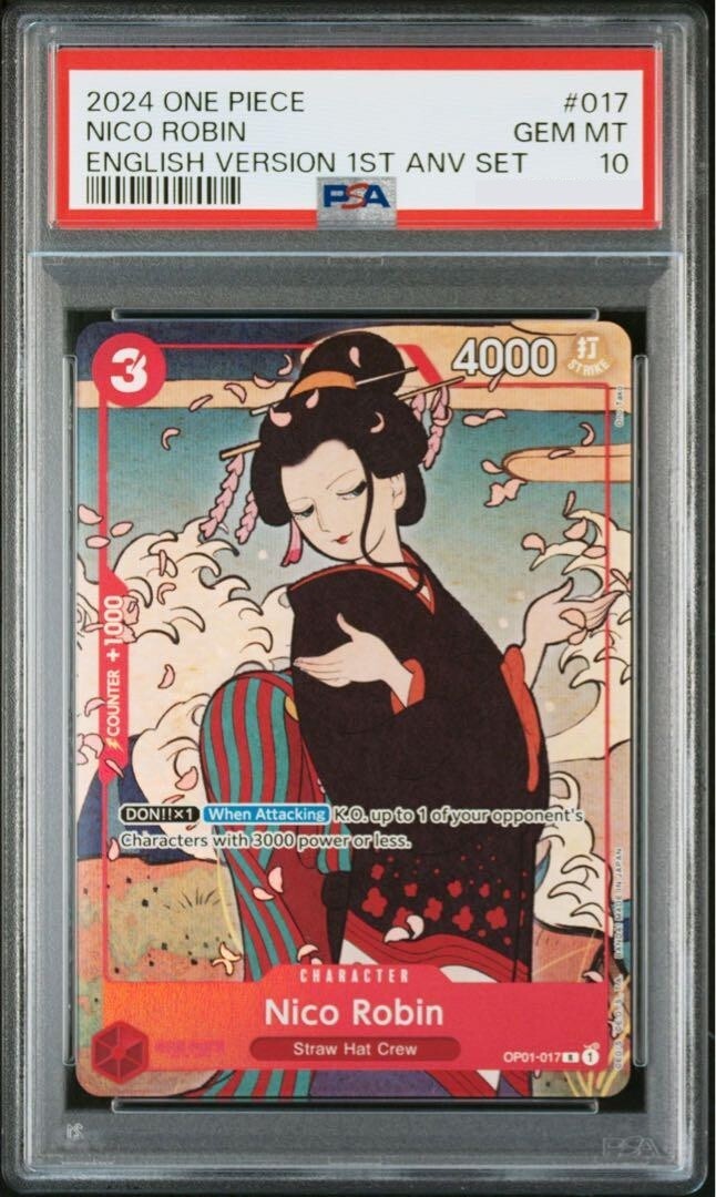 PSA 10 Nico Robin R OP01-017 English Ver 1ST ANNIVERSARY SET PSA 10 Nico Robin R OP01-017 English Ver 1ST ANNIVERSARY SET