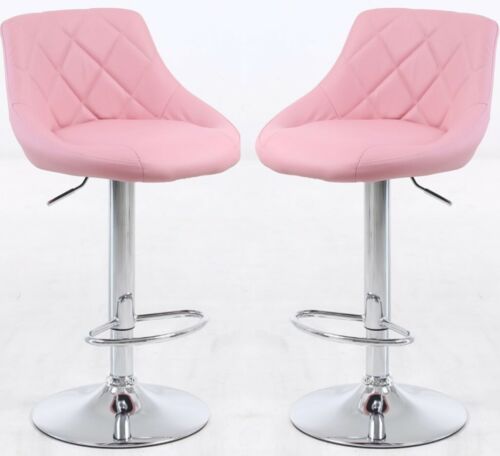2 Baby Pink Bar Stools Leather Chairs, Baby Leather Chair And Stool