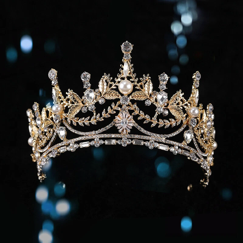 Tiara Corona Vintage Per Donna - Piena Rotonda Con Strass E Cristalli, Colore Oro, Per Matrimonio, Festa, Prom E Compleanno