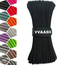 1000Lb Black Paracord Rope 100FT Utility Nylon Heavy Duty 12 Strand Parachute Co