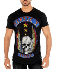 Avenue George V Paris T-Shirt Black fitted Tee Skull Rhinestone XL NWT