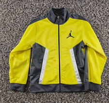 Nike Air Jordan Boys Sz 6/7 Zip Up Track Jacket Bright Yellow Gray