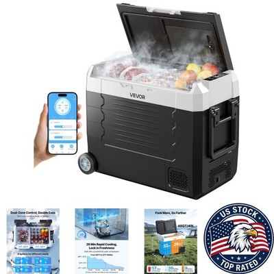 Compact 48QT Car Fridge with APP Control & Automatic Defrost - Versatile Use