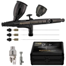 Master Elite Plus Ultimate Airbrush Set, Model 120, Dual-Action, 3 Tip Kit, Case