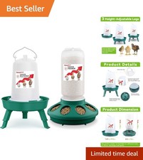 Complete Chick Care Set: Anti-Drown 0.4 Gal Waterer with Adjustable Feeder