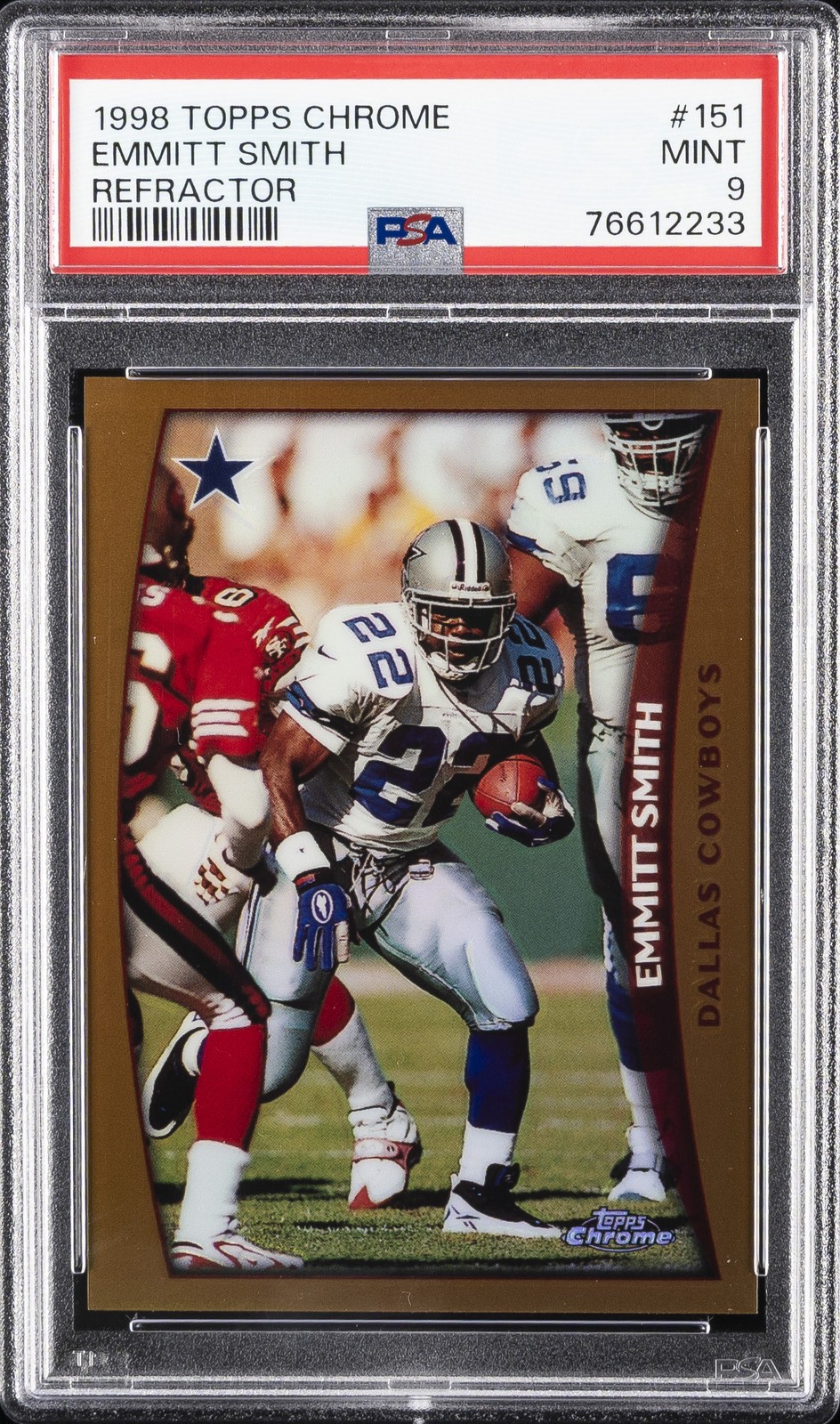 1998 TOPPS CHROME REFRACTOR #151 EMMITT SMITH PSA 9
