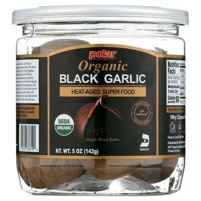 MW Polar Organic Black Garlic Naturally Cured Whole Bulbs, 5 oz Jar New