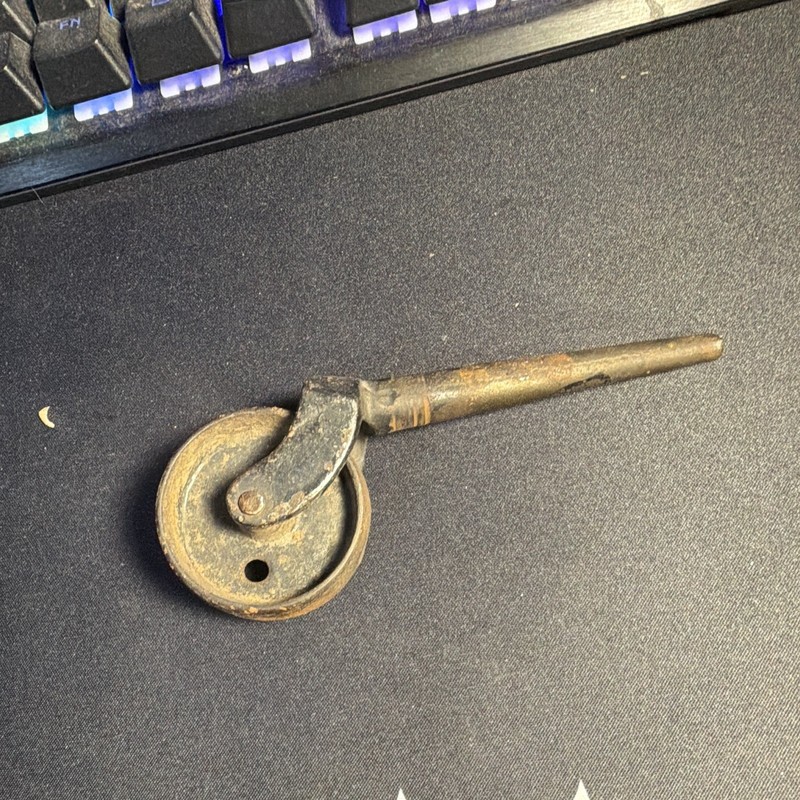 Vintage Metal Industrial Caster Wheel Assembly with Long Stem