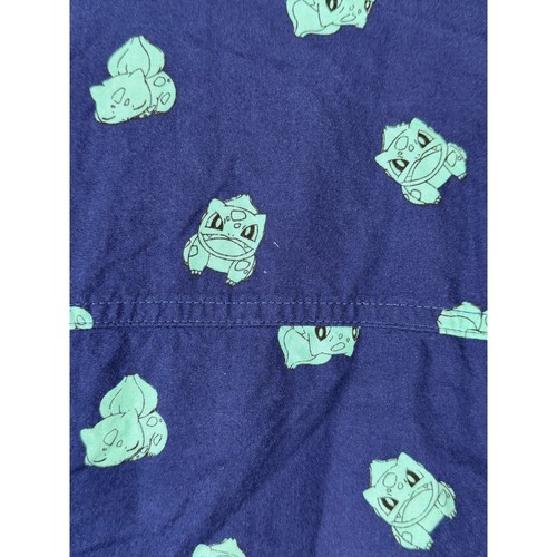 Pokemon Bulbasaur Mens Small Navy Blue Mint Green Button Down Shirt Short Sleeve - Picture 6 of 8