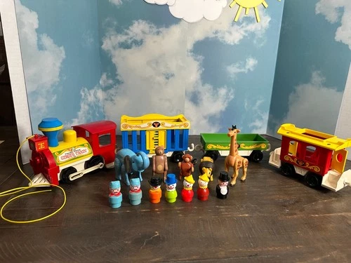 Vtg Fisher Price Little People Play Family Circus Train 991 Complete + Extras