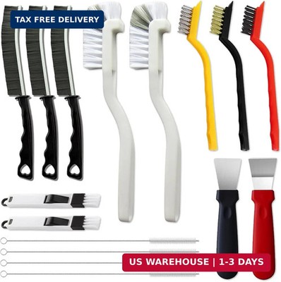16Pcs Crevice Cleaning Brush Set, Hard Bristle Scrub Brushes Tools for Deep C...