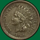 1860 Pointed Bust Indian Head Cent Extremely Fine XF Coin #43574