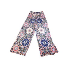 Womens Wide Leg Palazzo Pants Boho Geometric Print Elastic Waist M