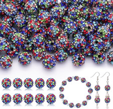 105pcs 10mm Rhinestone Beads for Jewelry Making, Black Mixed Shiny Round Disco B