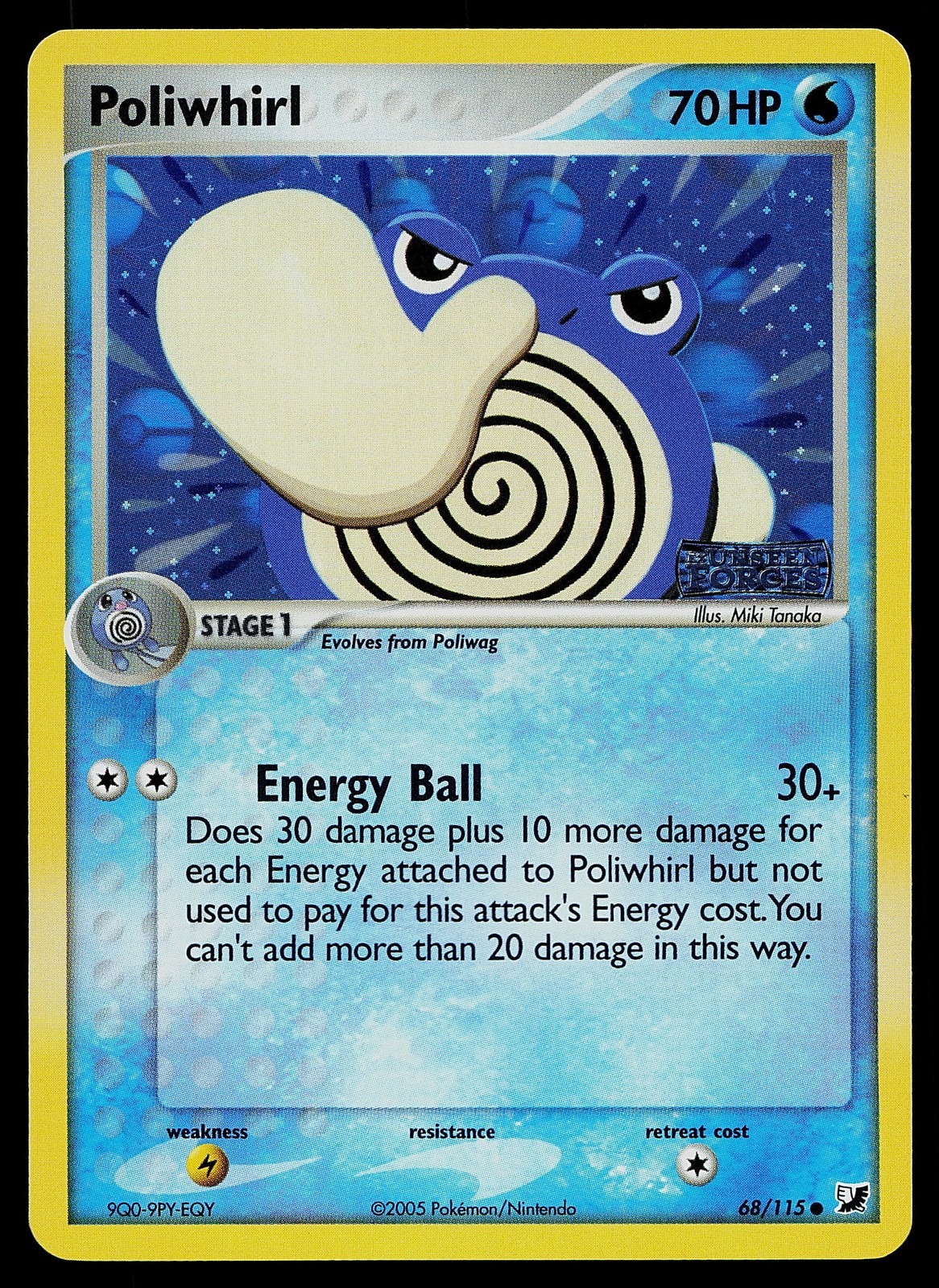 Pokemon Card - Poliwhirl Unseen Forces 68/115 Reverse Holo Stamped