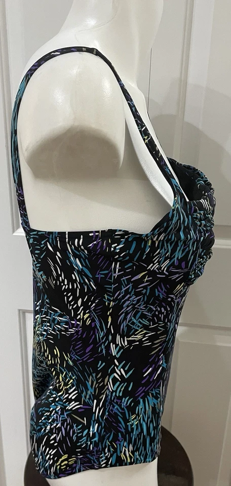 Купальный костюм цельный купальник Calvin Klein размер 12 черный белый бирюзовый - Изображение 3 из 4