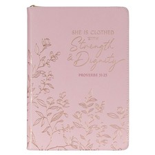 Inspirational Zippered Journal, Strength  Dignity Wide Ruled Notebook, Prov.