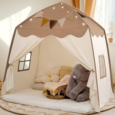 Extra Large Kids Play Tent with Flags Star Lights, Portable Foldable Teep...