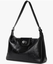 LA FESTIN Black Leather Shoulder Bag Crossbody Purse Zip Top ? New w/ Tag