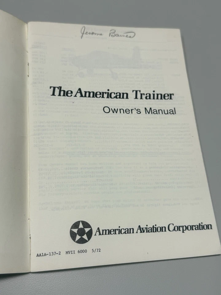 美国航空老式/复古 AA-1A 训练器所有者手动飞行模拟器 1970 — 第 4/4 张图片