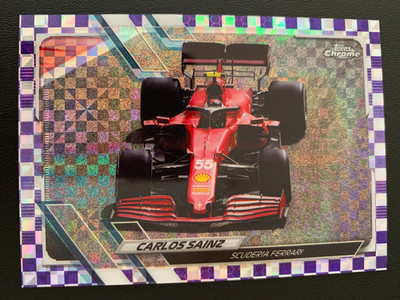 2021 Topps Chrome Formula 1 Purple Checker Flag Refractor Carlos Sainz ed/199