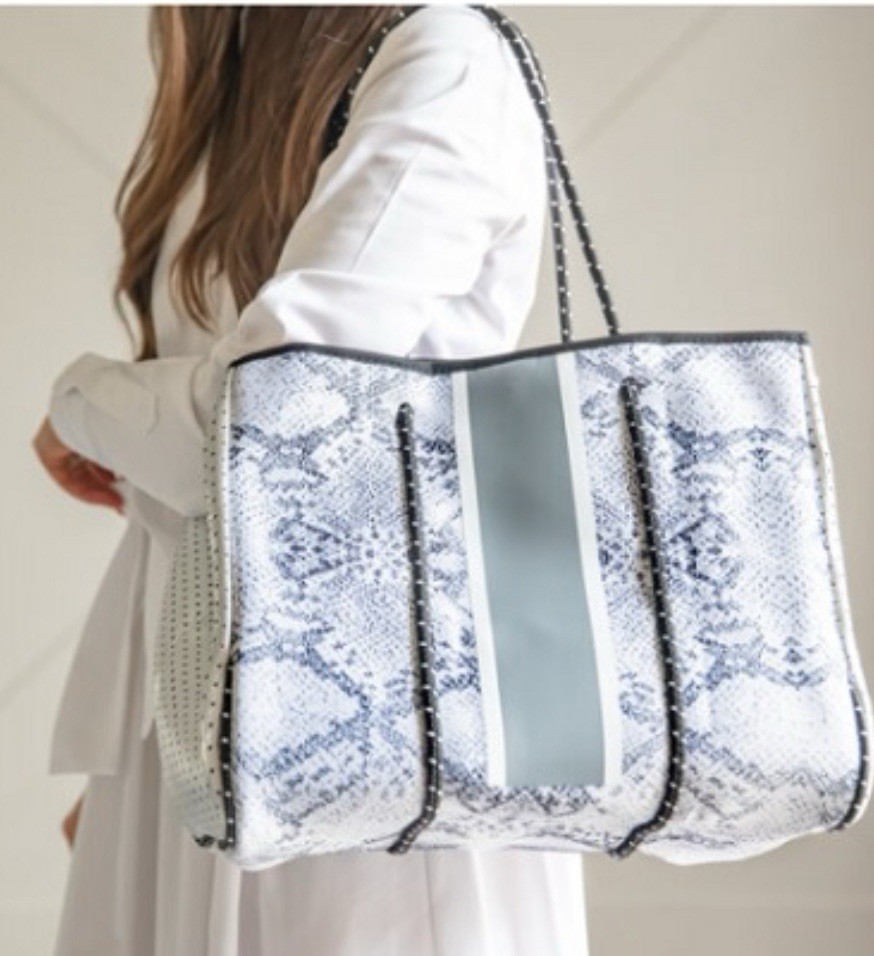 Parker & Hyde Silver Python and Grey Neoprene Str… - image 1