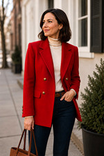 Vintage Pendleton Red 100 Virgin Wool Double Breasted Blazer Women's 6 USA