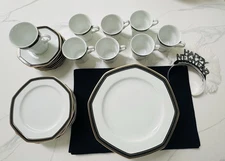 Christopher Stuart Fine China “Black Dress” Dinnerware Set Of 8 Ralph Lauren-esq