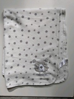 Primark Early Days Teddy Bear Little One White Grey Spot Fleece Pram Blanket