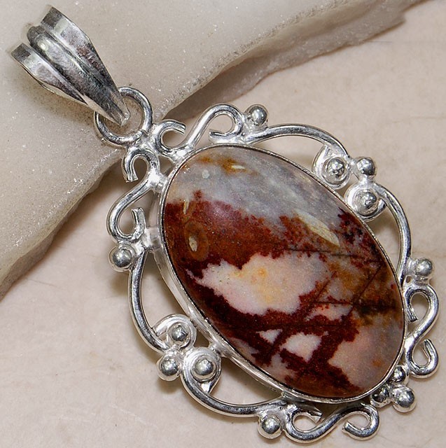 Natural Wild Horse Jasper 925 Sterling Silver Pendant Jewelry @17-3
