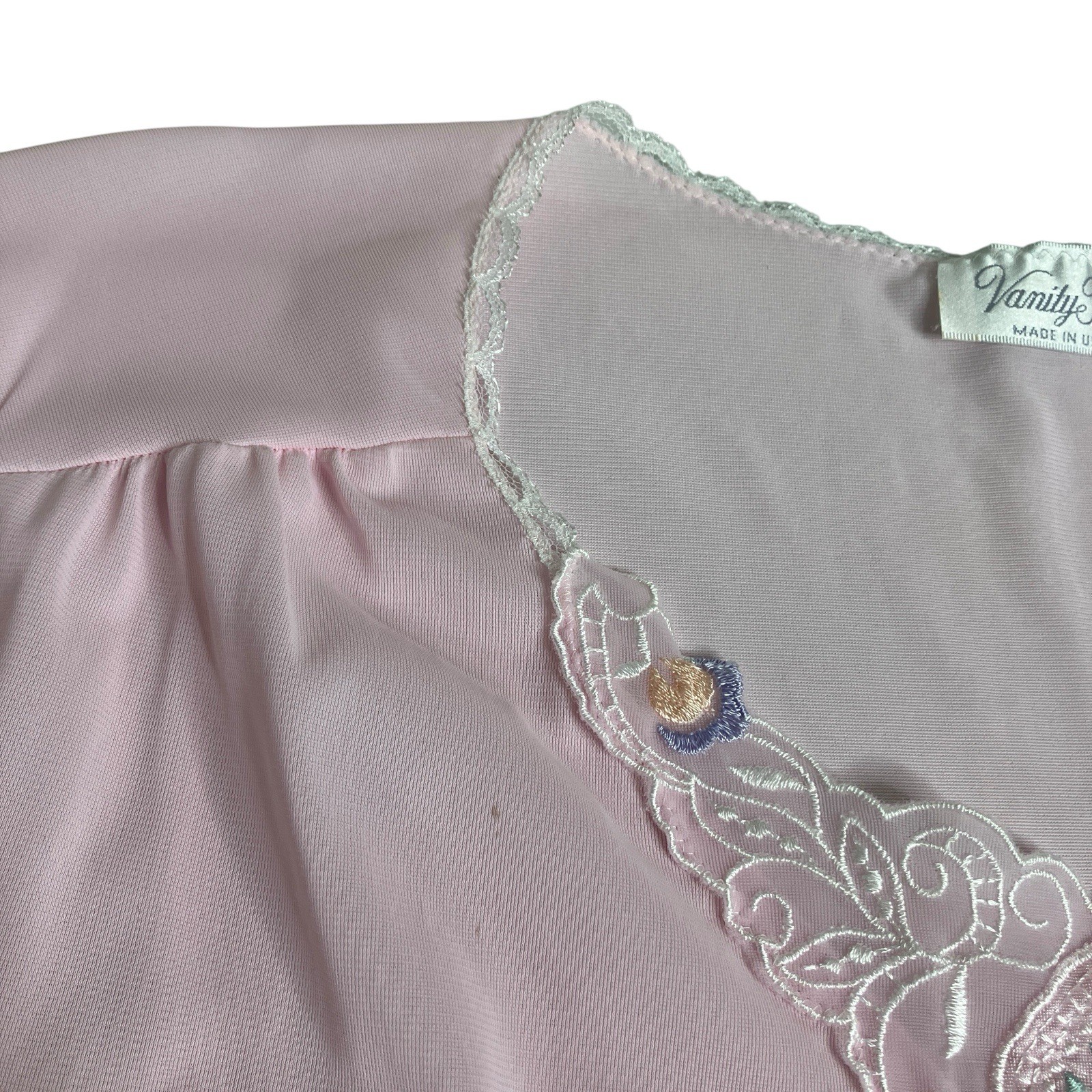 Vintage Vanity Fair Maxi Gown S Pink Floral Embro… - image 5