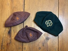 Lot of 3 Vintage Girl Scout Hats Beanie Beret Brownies GSA Wool
