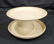 VTG Tupperware 3 pc. Serve It All Pie/Cake/Veggies Stand Almond 1531 1532 1533