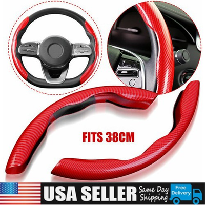 #ad Red Carbon Fiber Universal Car Steering Wheel Booster Cover Non Slip Accessories $17.98