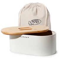 Brotkasten KüChe Metall Bambus Deckel BelüFtung Aufbewahrung Brotbeutel Beige