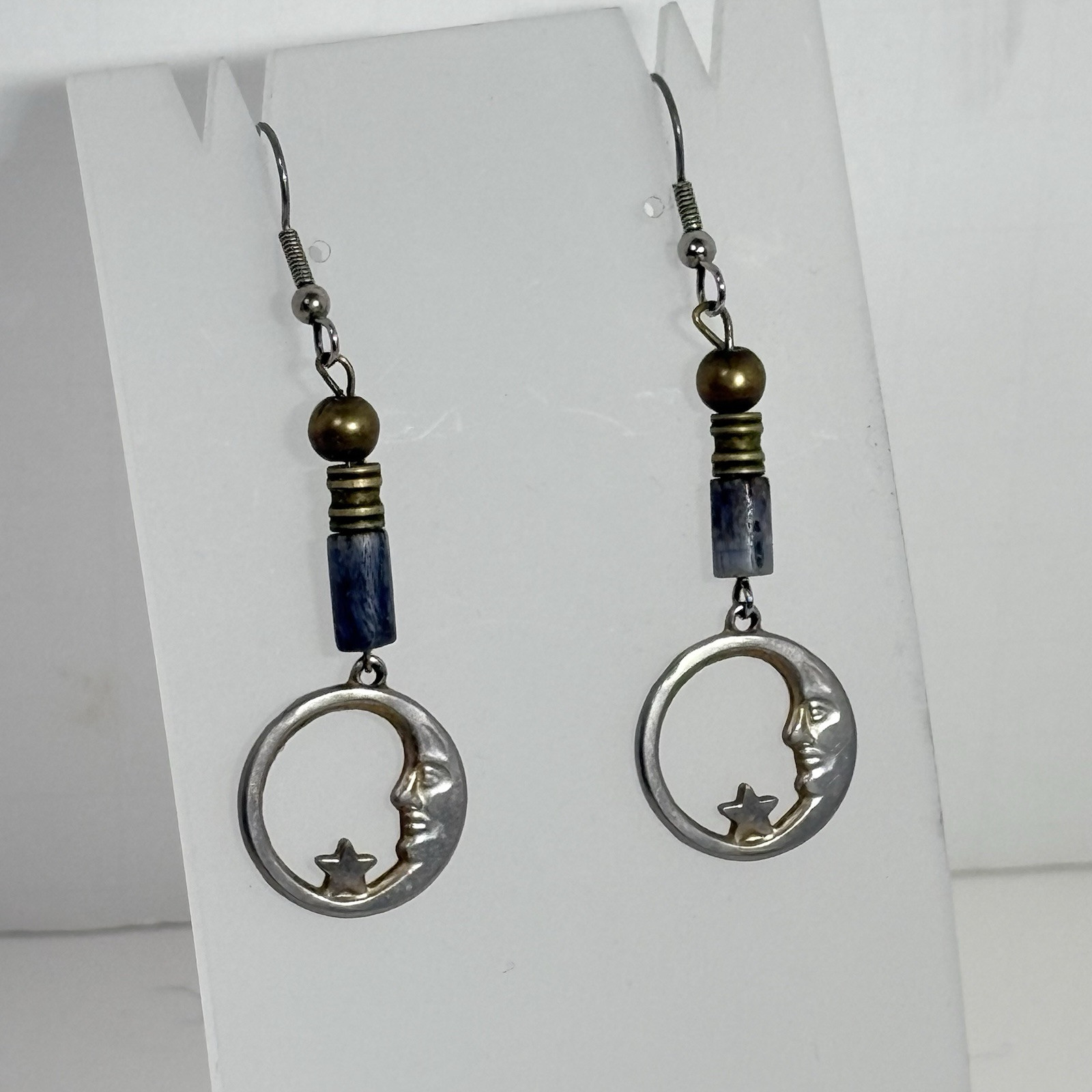 VTG Silver Tone Celestial Theme Dangle Earrings B… - image 2